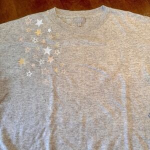 Pure Collection Women 47% Wool 5% Cashmere Sweater Gray Stars Artsy Size 14/16